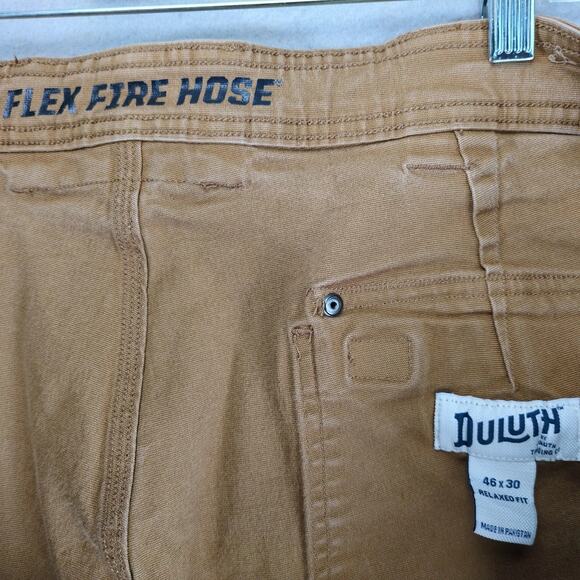 Duluth Trading Flex Fire Hose Cargo Work Pants Men's 44x28 Tan Relaxed Fit 45507 - Picture 3 of 10